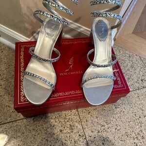 Rene Caovilla Silver Strappy Women's Sandals